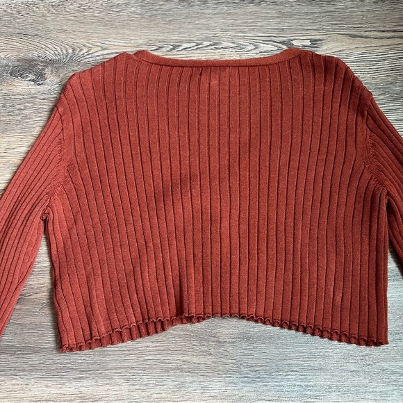 LA Hearts Rust V-Neck Button-Up Women's Sweater - Picture 4 of 5